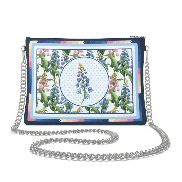 Lily of the Valley Flower Zip Crossbody, Leather Handbag, Designed With Meaning
