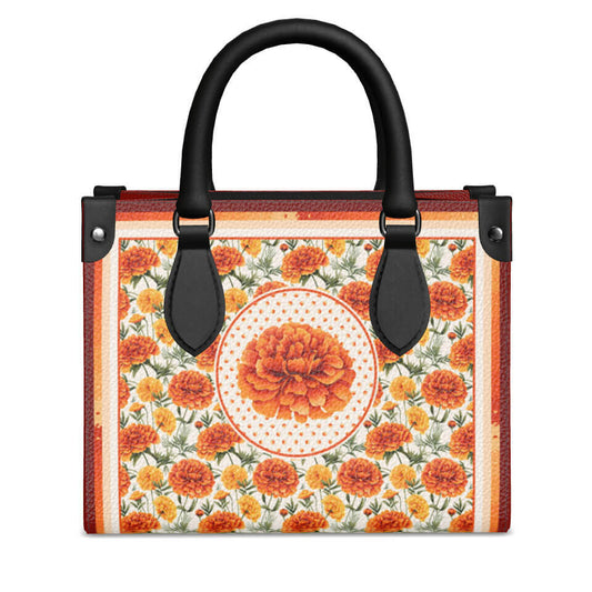 Marigold Flower Mini Shopper, Leather Handbag, Designed With Meaning