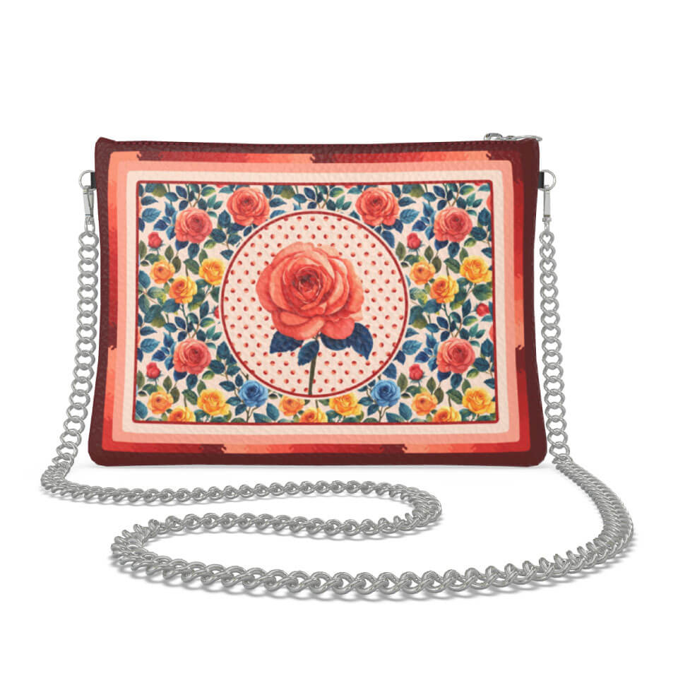 Rose Flower Zip Crossbody, Leather Handbag, Designed With Meaning