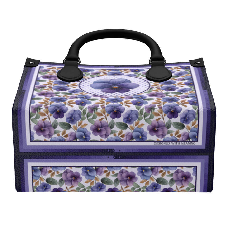 Violet Flower Mini Shopper, Leather Handbag, Designed With Meaning