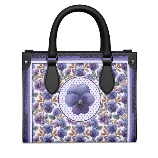 Violet Flower Mini Shopper, Leather Handbag, Designed With Meaning