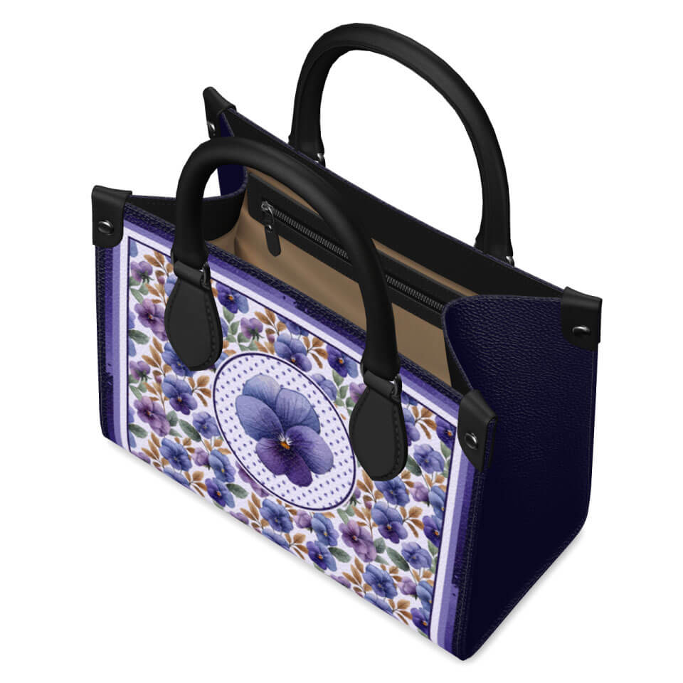 Violet Flower Mini Shopper, Leather Handbag, Designed With Meaning