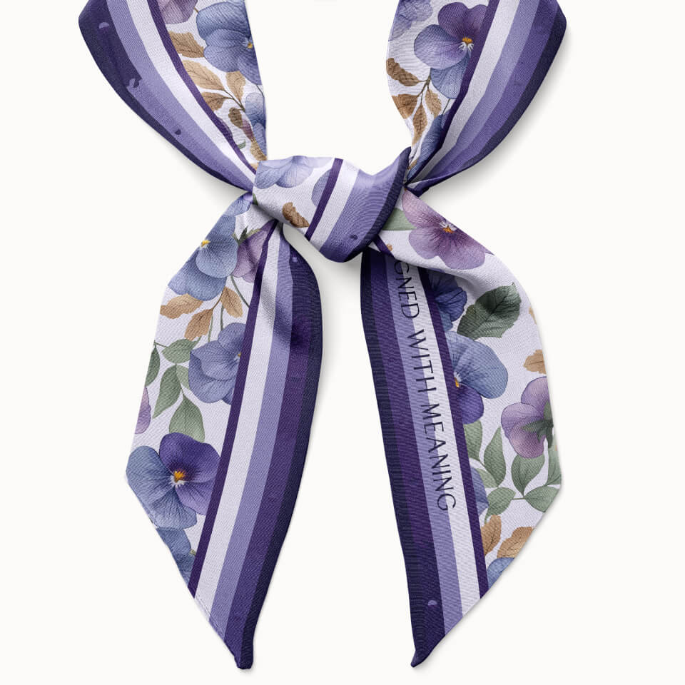 Violet Flower Silk Ribbon Scarf, Designed With Meaning