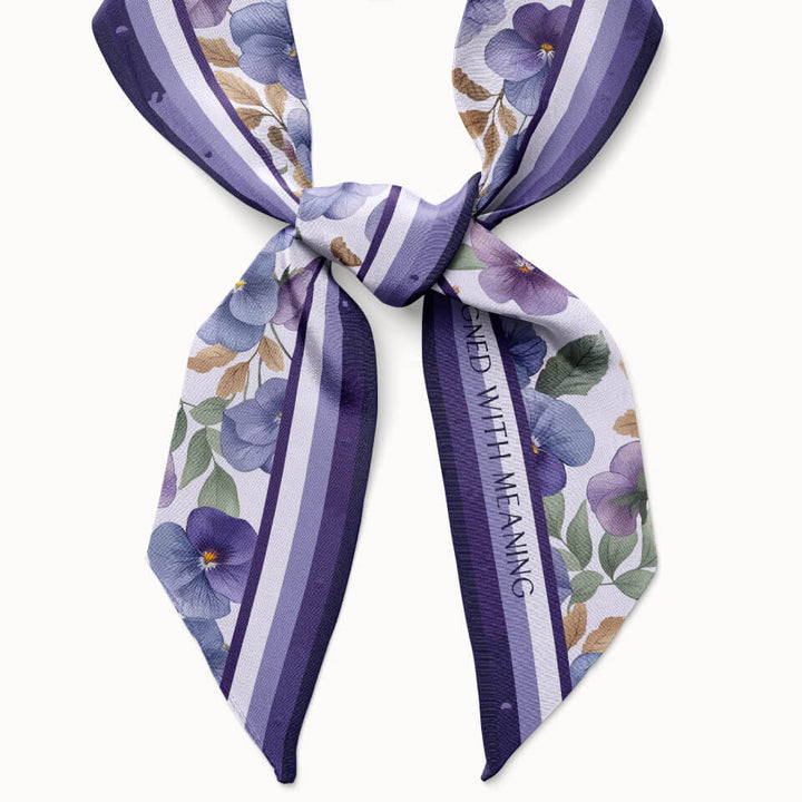 Violet Flower Silk Ribbon Scarf, Designed With Meaning