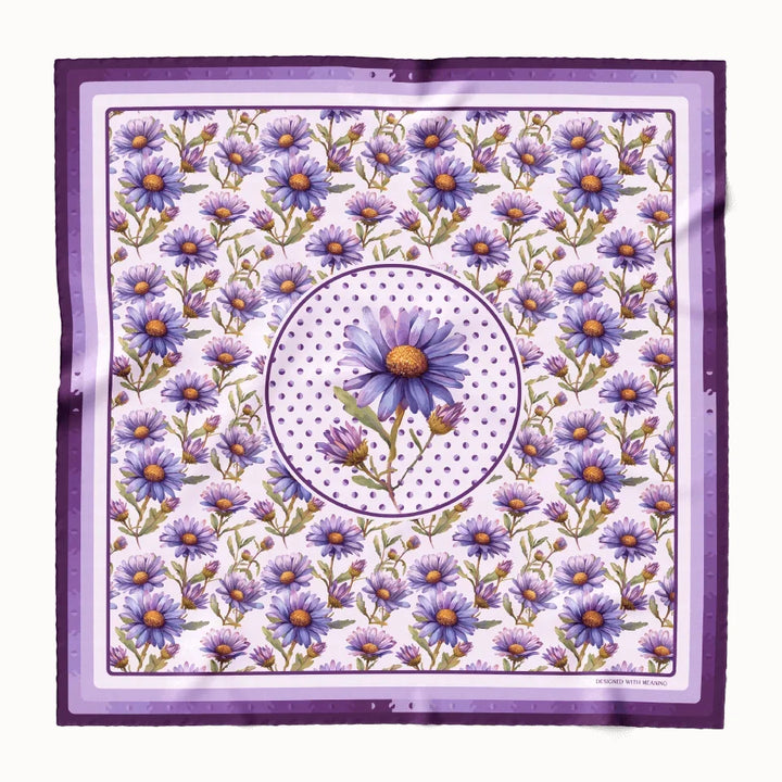 September Aster Birth Flower Silk Scarf 90, Designed With Meaning