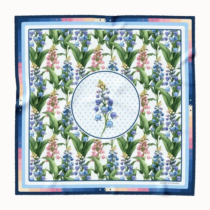 May Lily-of-the-Valley Birth Flower Silk Scarf 90, Designed With Meaning