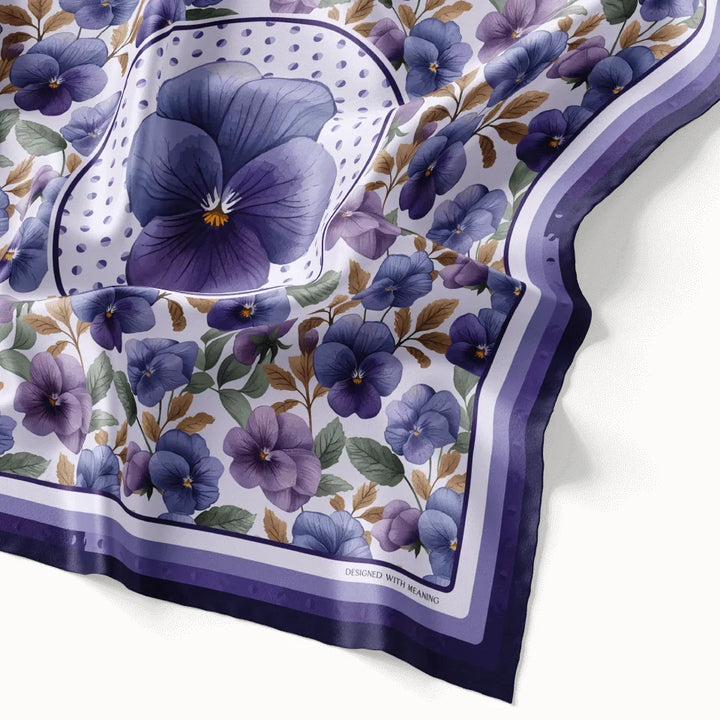 February Violet Birth Flower Silk Scarf 90, Designed With Meaning