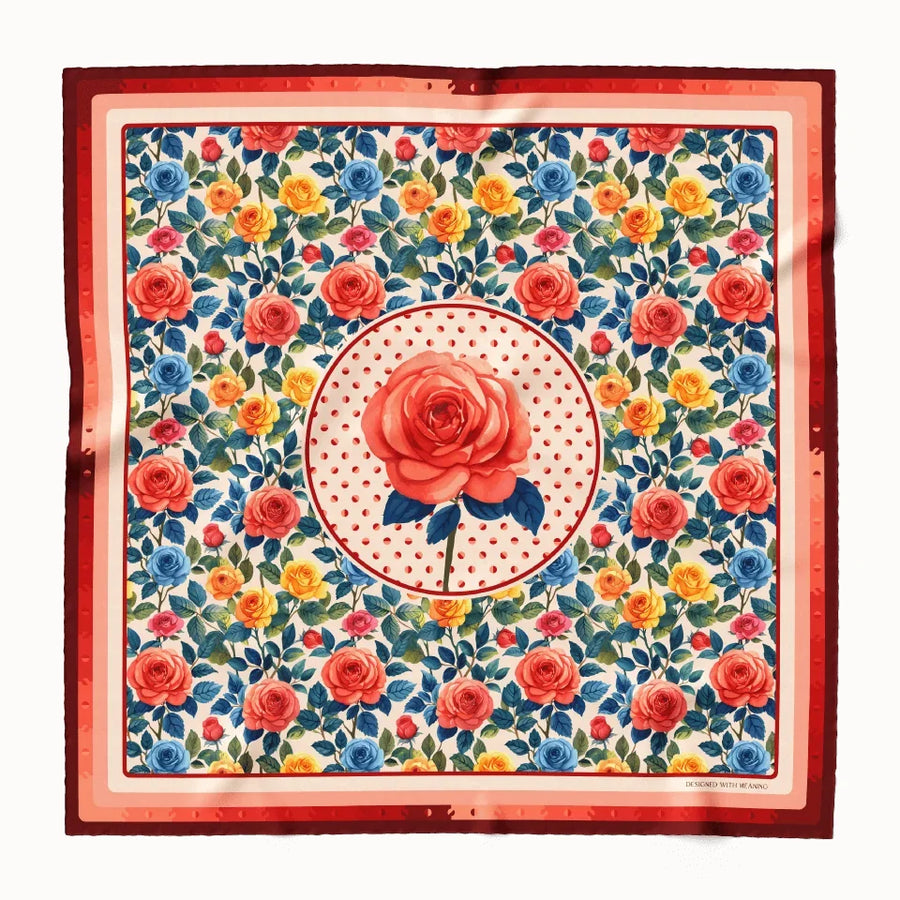 June Rose Birth Flower Silk Scarf 90, Designed With Meaning