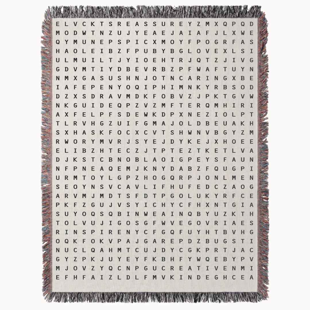 Mom Word Search Woven Throw Blanket, Personalized Gift for Mom, Designed With Meaning