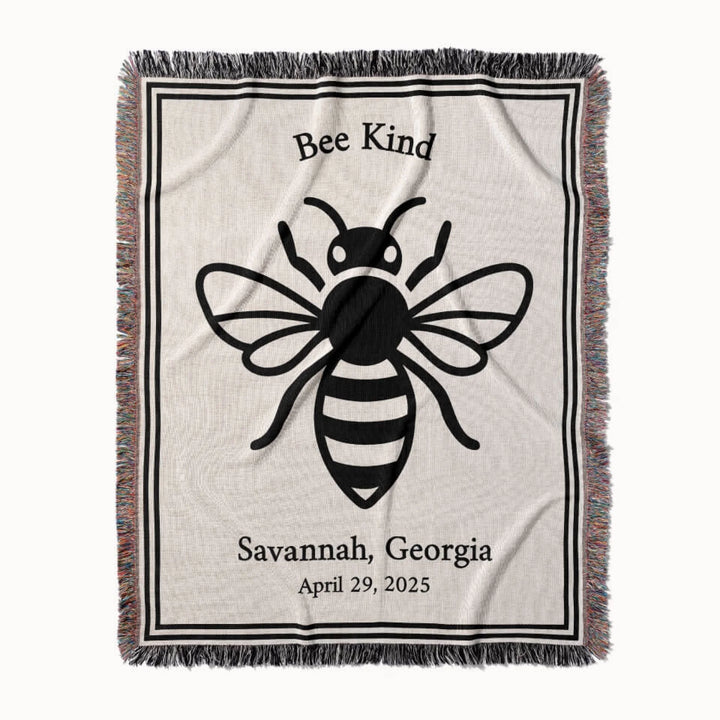 The Honeybee Woven Throw Blanket, Personalized Gift, Designed With Meaning
