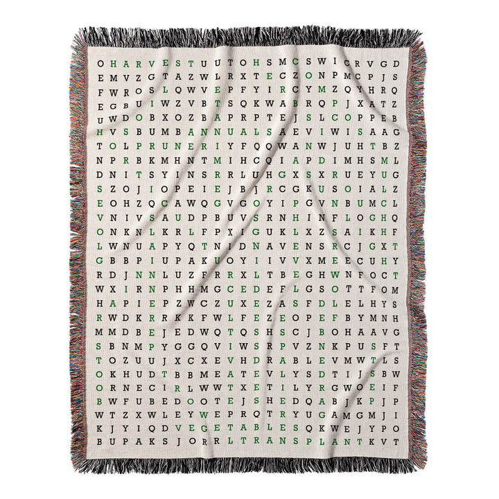 Green Thumb Word Search, 50x60 Woven Throw Blanket, Green#color-of-hidden-words_green