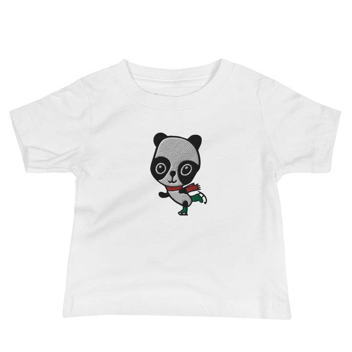 Embroidered Ice Skating Panda, 100% Cotton Shirt, Kids