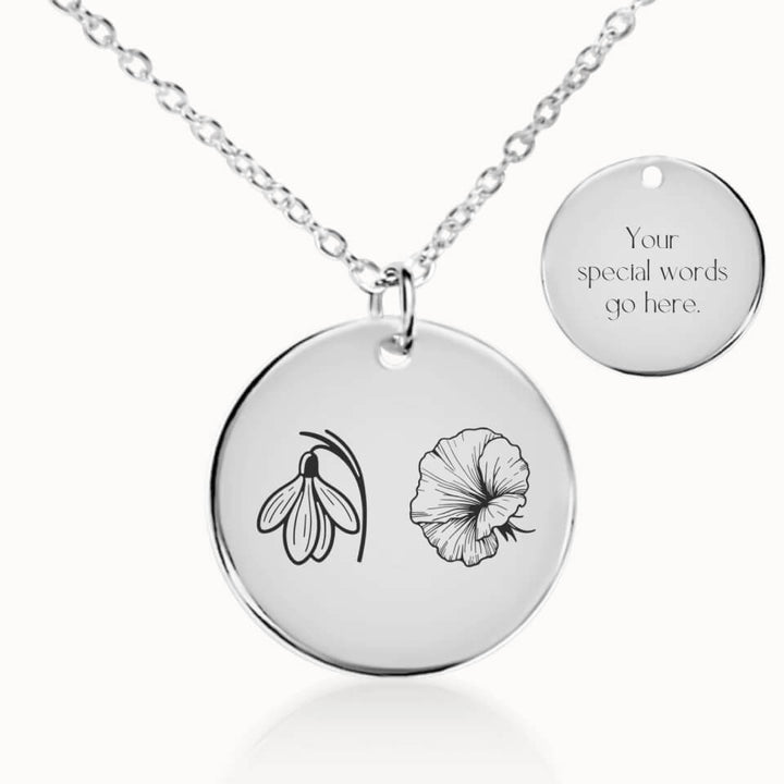 Classic Birth Flower Garden Pendant Necklace in Silver, Personalized Gift for Mom or Grandma, Designed With Meaning