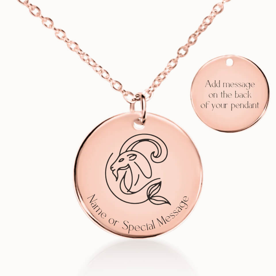 Classic Capricorn Zodiac Necklace in Rose Gold, Personalized Gift, Designed With Meaning