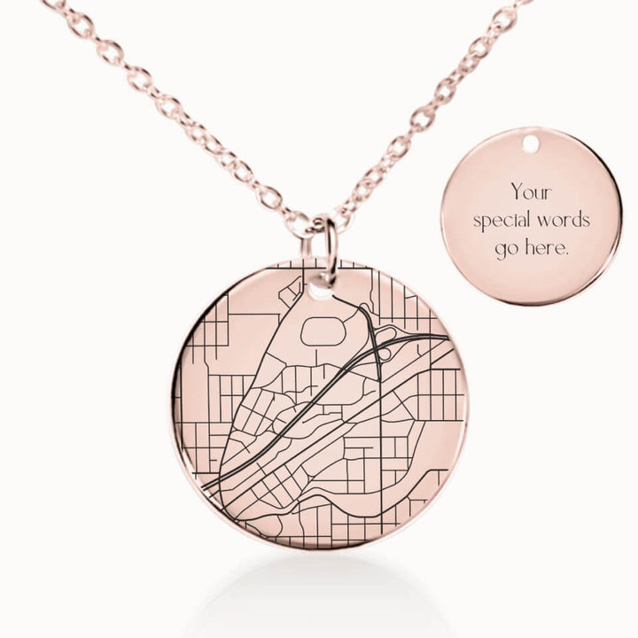 Classic City Street Map Necklace in Rose Gold, Personalized Gift, Designed With Meaning