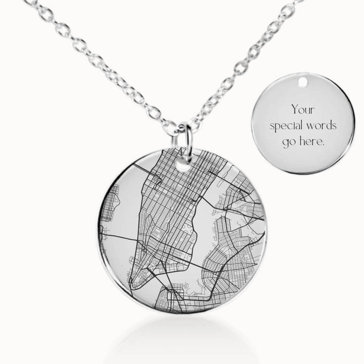 Classic City Street Map Necklace in Silver, Personalized Gift, Designed With Meaning