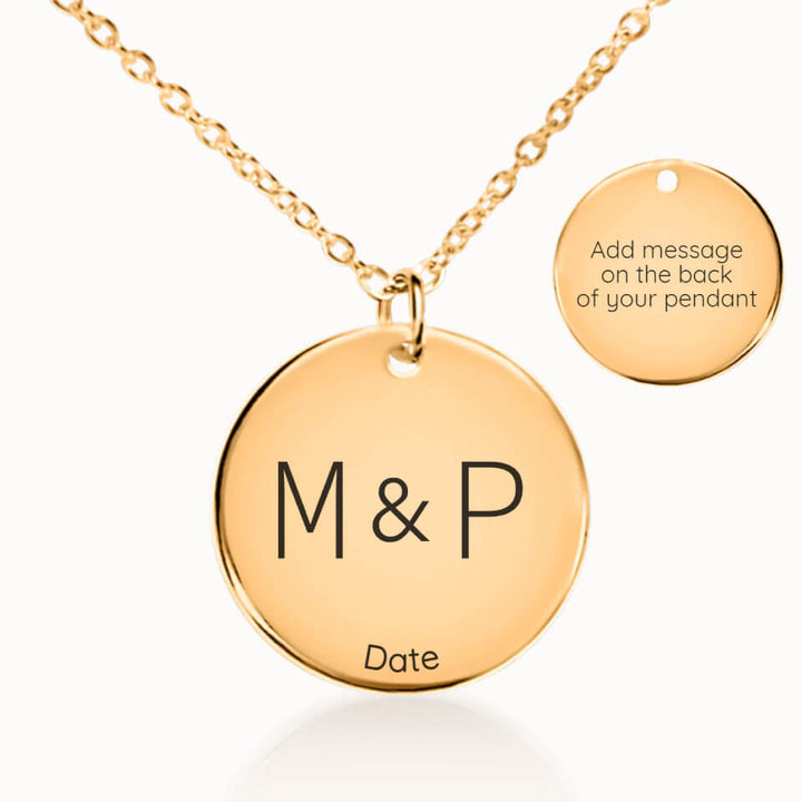 Classic Couple Initials and Date Necklace in Gold, Personalized Anniversary Gift for Her, Designed With Meaning