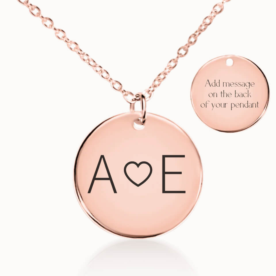 Classic Couples Initial Necklace in Rose Gold, Personalized Gift, Designed With Meaning