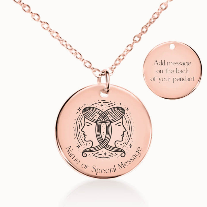 Classic Gemini Zodiac Necklace in Rose Gold, Personalized Gift, Designed With Meaning