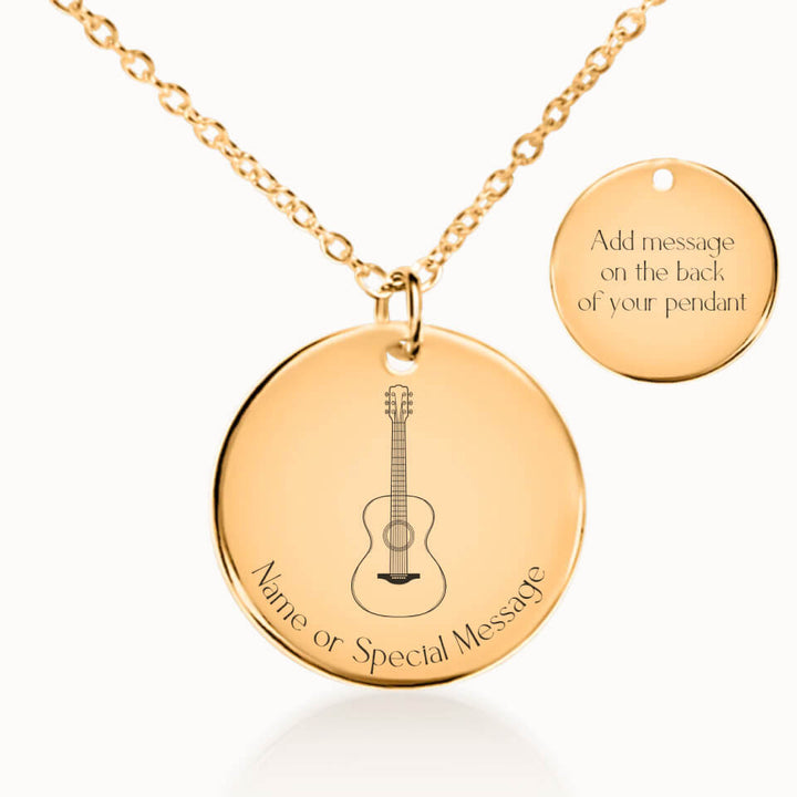 Classic Guitar Necklace in Gold, Personalized Gift, Designed With Meaning