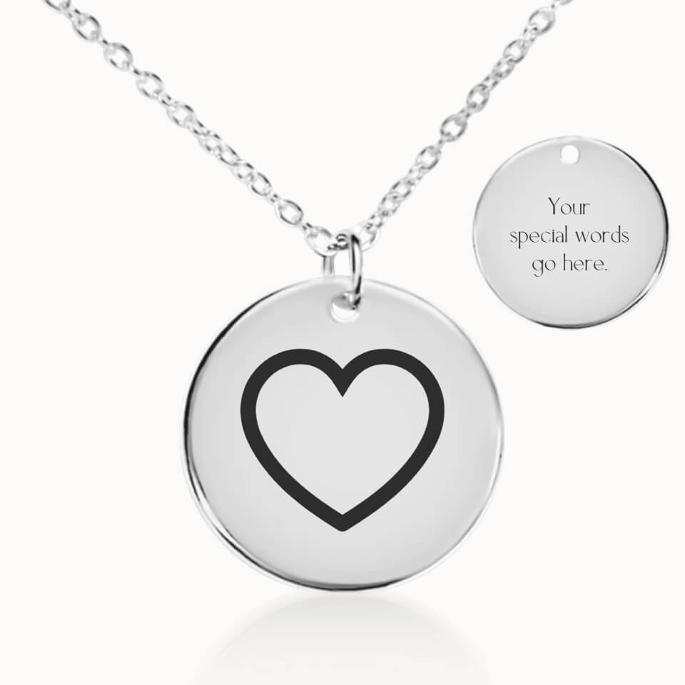 Classic Heart Necklace in Silver, Personalized Gift for Her, Designed With Meaning