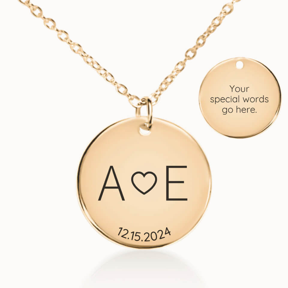 Classic Initials and Date Necklace in Gold, Personalized Gift for Her, Designed With Meaning