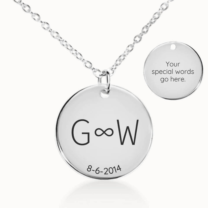 Classic Initials and Date Necklace in Silver, Personalized Gift for Her, Designed With Meaning