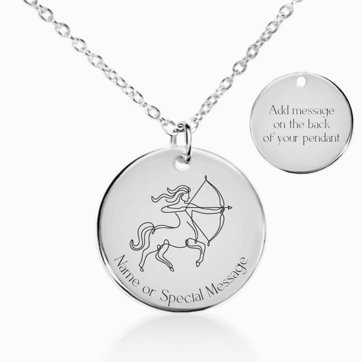 Classic Sagittarius Zodiac Necklace in Silver, Personalized Gift, Designed With Meaning