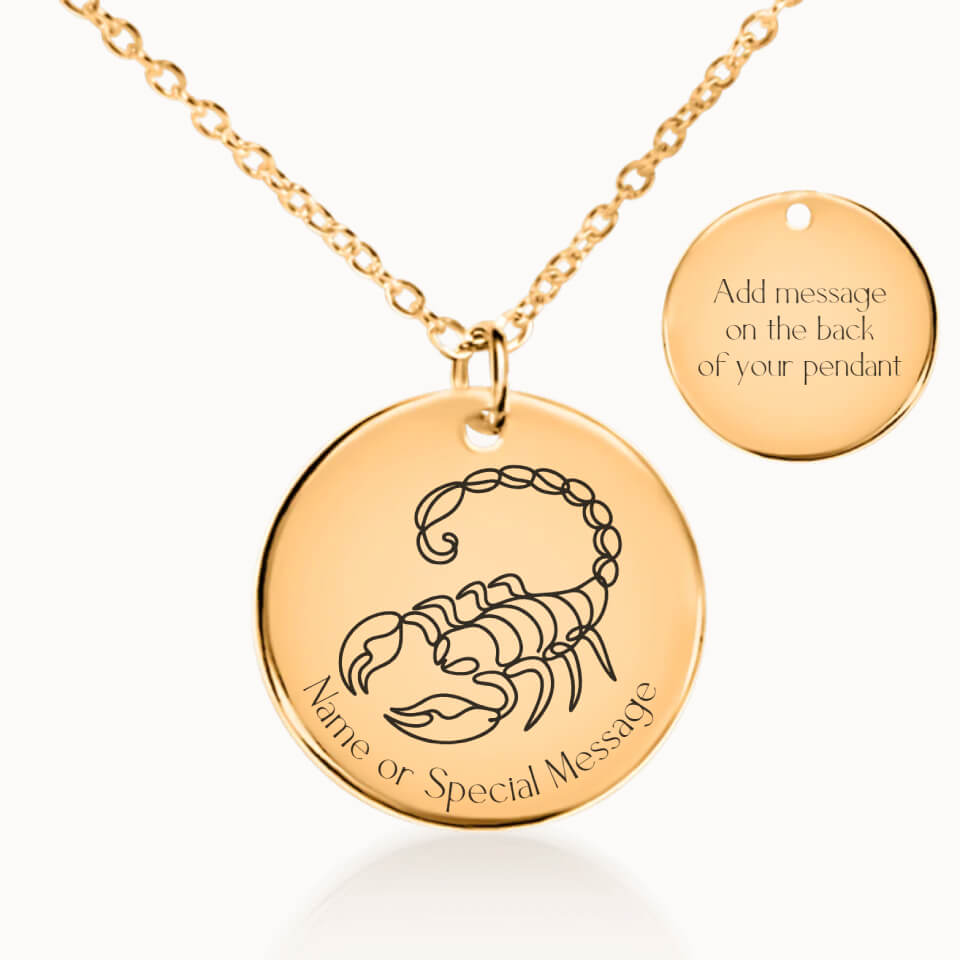 Classic Scorpio Zodiac Necklace in Gold, Personalized Gift, Designed With Meaning