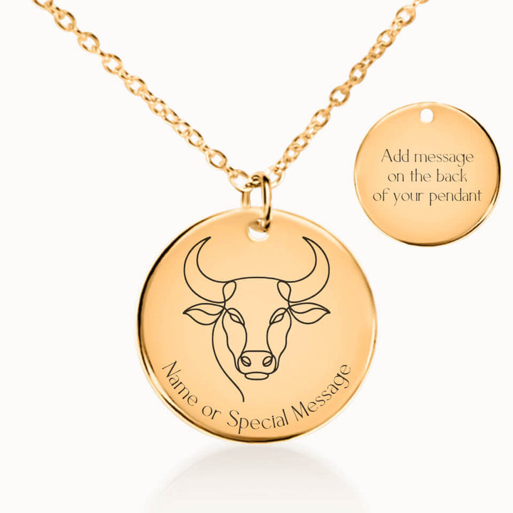 Classic Taurus Zodiac Necklace in Gold, Personalized Gift, Designed With Meaning