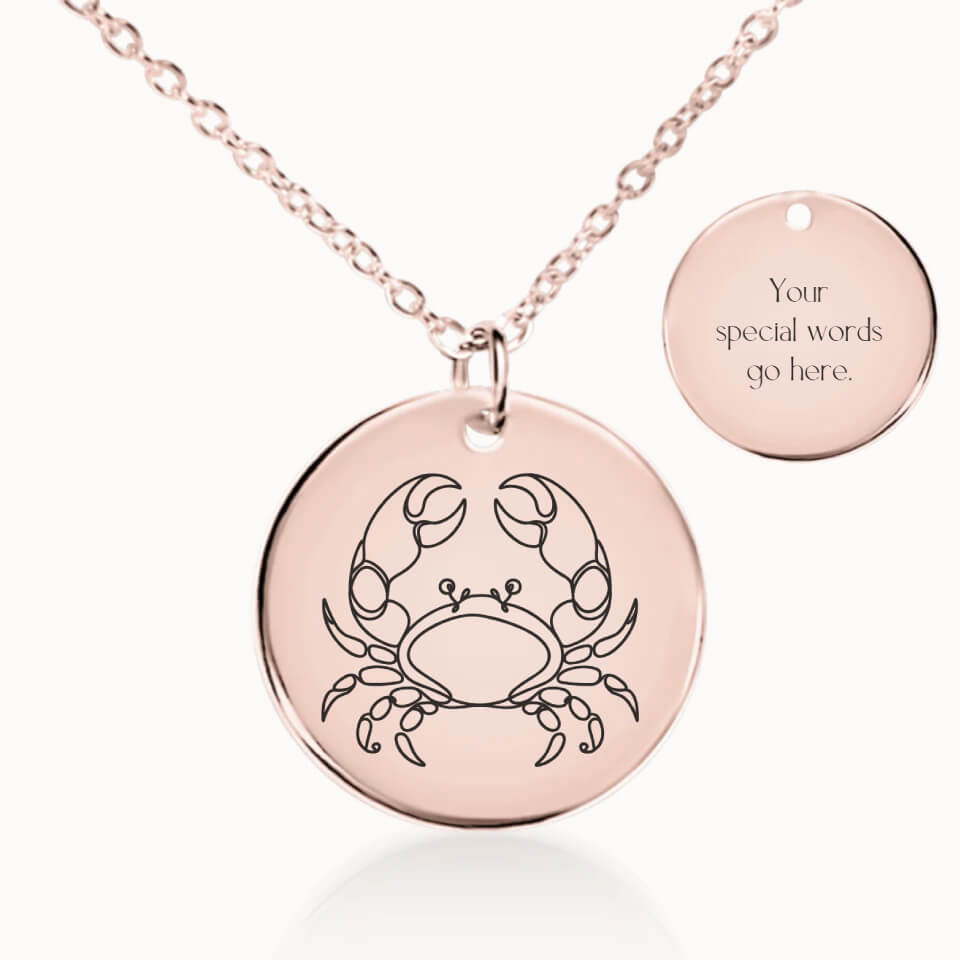 Classic Zodiac Sign Necklace in Rose Gold, Personalized Gift, Designed With Meaning