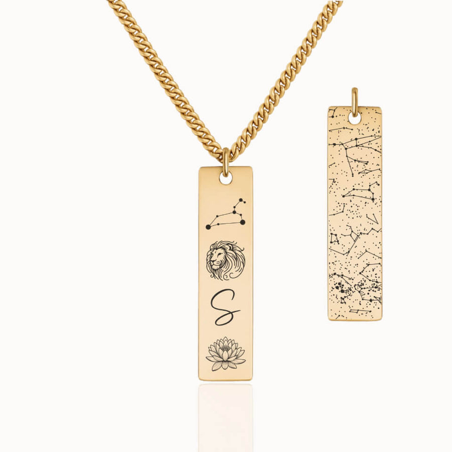 The Birthday Emblem Edit - Personalized Keepsake Necklace - 18kt Gold Plated Stainless Steel