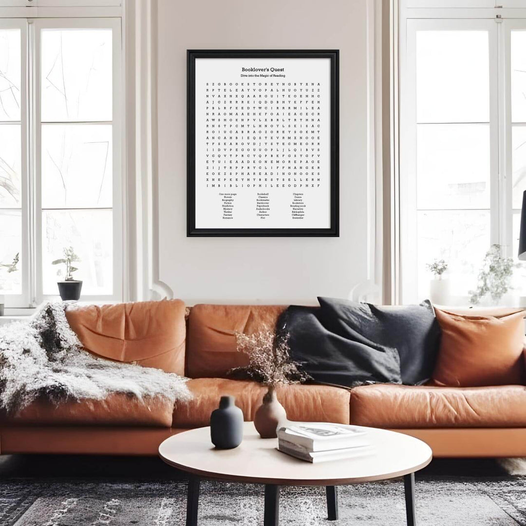 Custom Book Worm Word Search Art Print, Styled#color-finish_black-beveled-frame