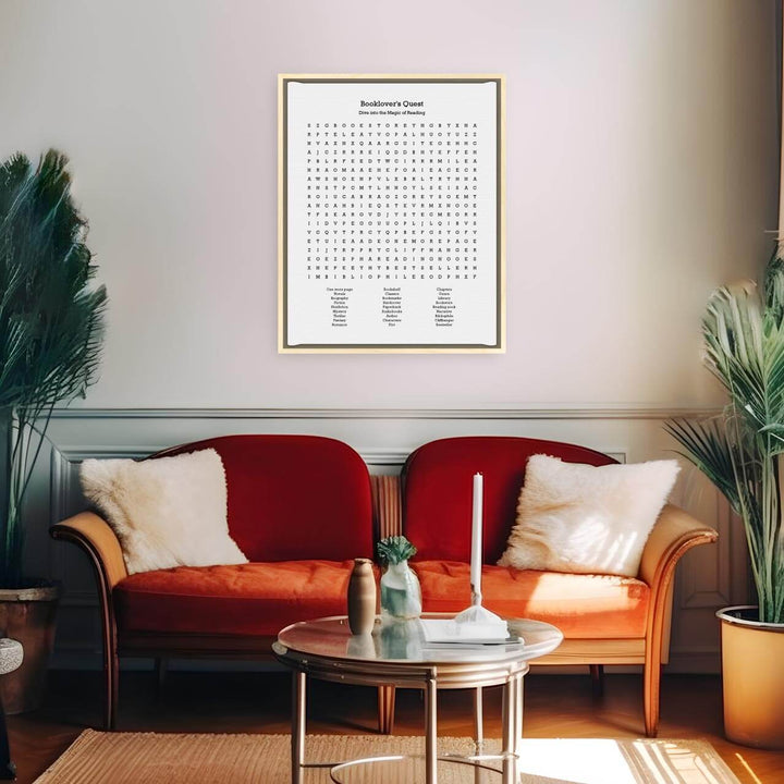 Custom Book Worm Word Search Art Print, Styled#color-finish_light-wood-floater-frame