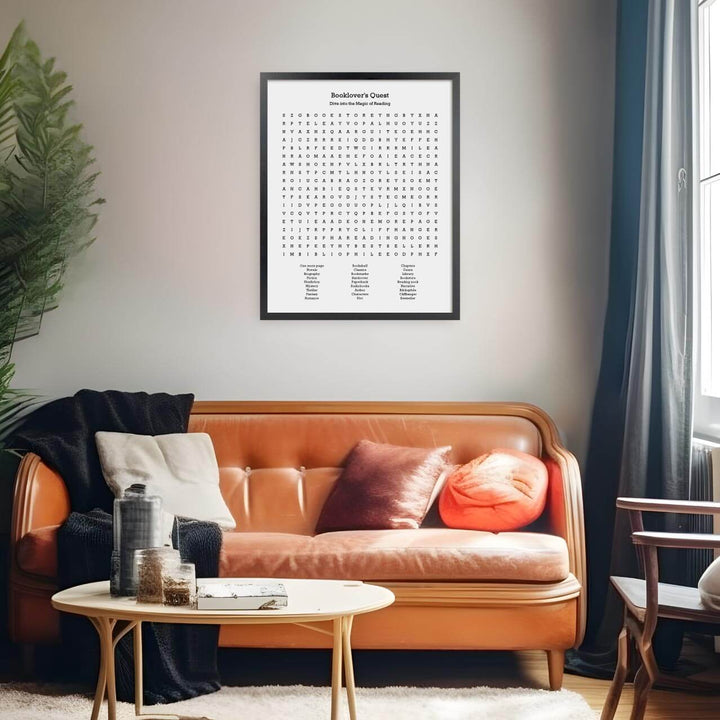 Custom Book Worm Word Search Art Print, Styled#color-finish_black-thin-frame