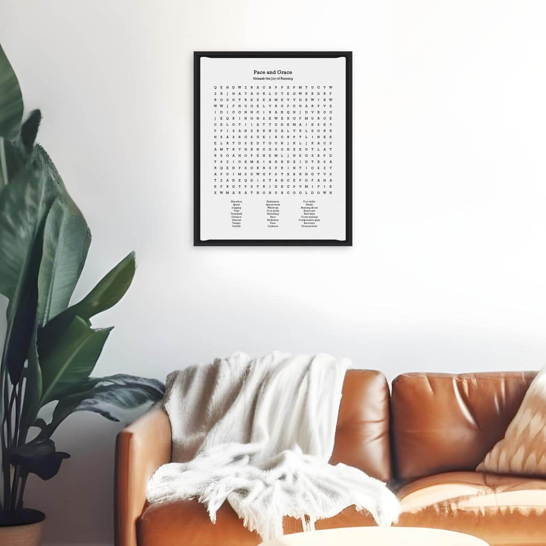 Custom Running Word Search Art Print, Styled#color-finish_black-floater-frame