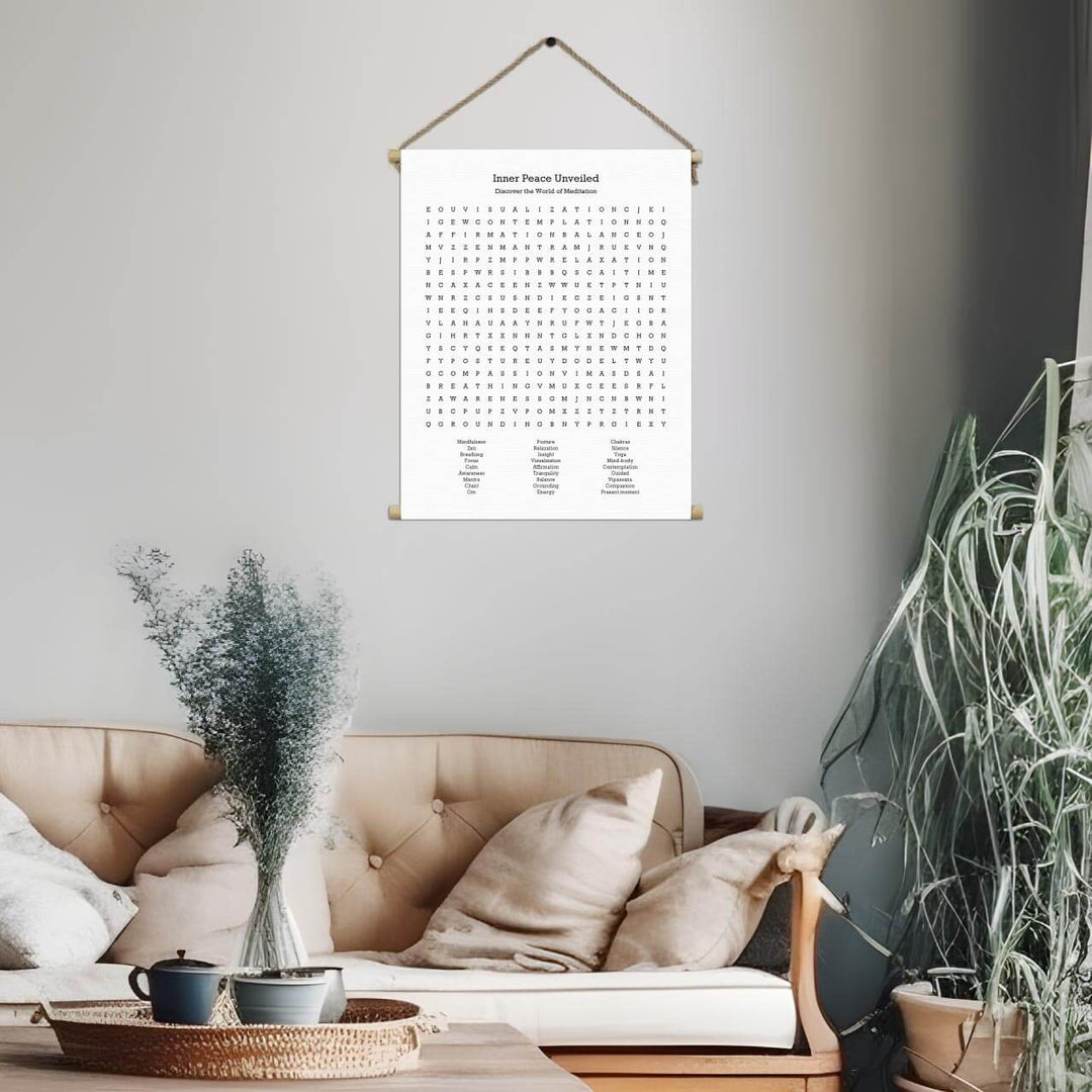 Custom Meditation Word Search Art Print, Styled#color-finish_hanging-canvas