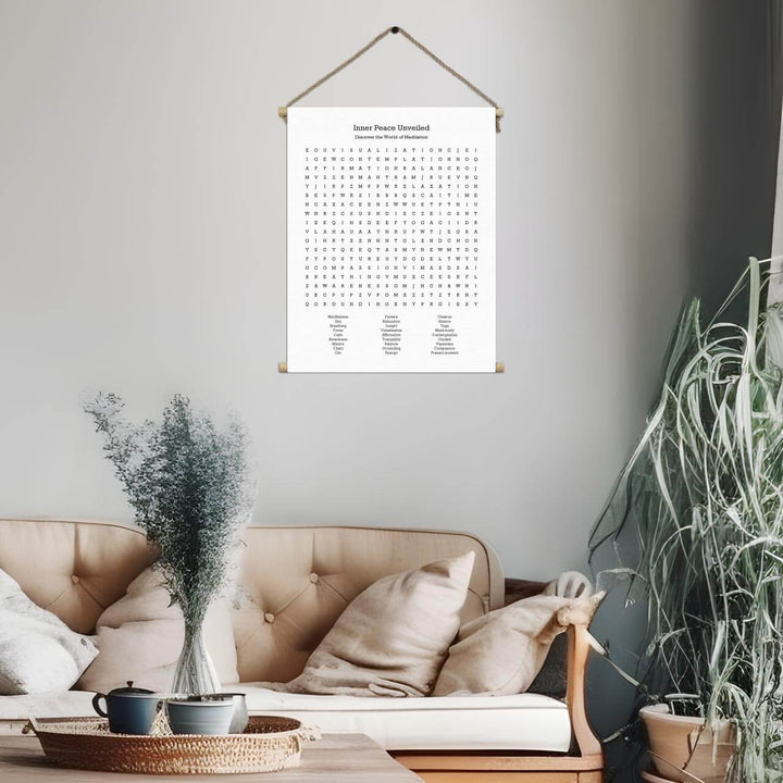 Custom Meditation Word Search Art Print, Styled#color-finish_hanging-canvas