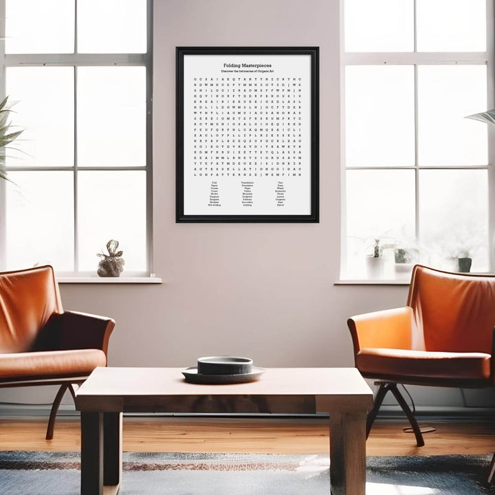 Custom Oragami Word Search Art Print, Styled#color-finish_black-beveled-frame