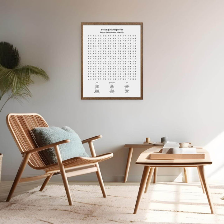 Custom Oragami Word Search Art Print, Styled#color-finish_walnut-thin-frame