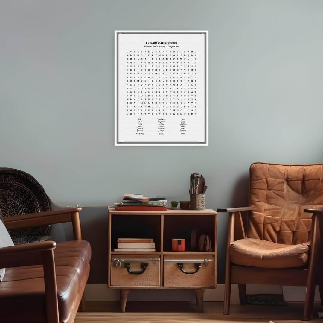 Custom Oragami Word Search Art Print, Styled#color-finish_white-floater-frame