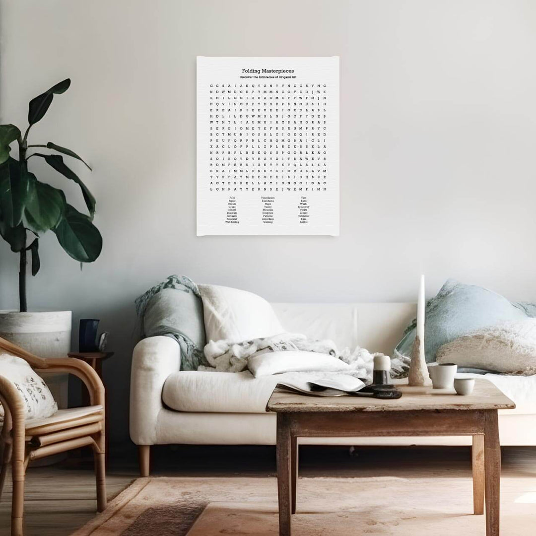 Custom Oragami Word Search Art Print, Styled#color-finish_wrapped-canvas