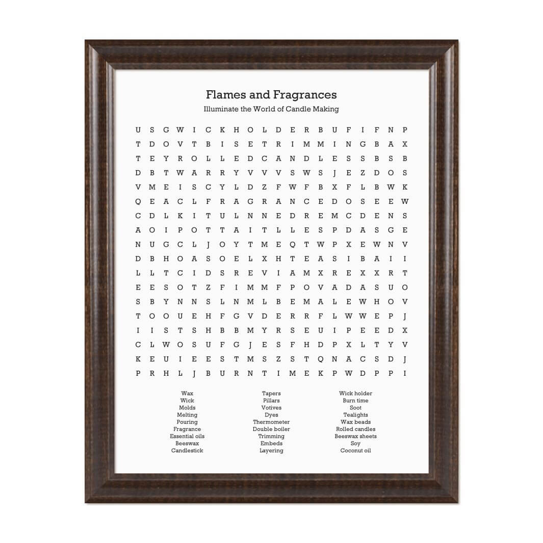 Custom Candle Making Word Search Art Print#color-finish_espresso-beveled-frame