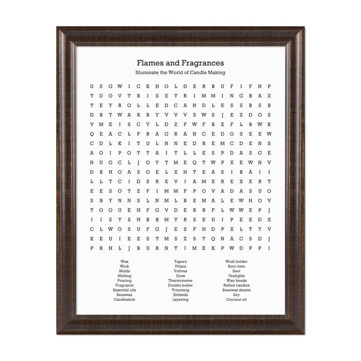 Custom Candle Making Word Search Art Print#color-finish_espresso-beveled-frame