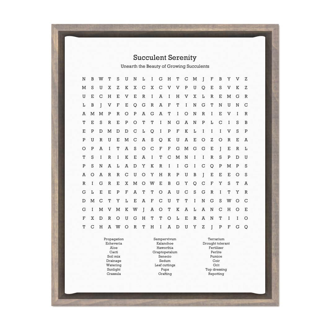 Custom Succulent Word Search Art Print#color-finish_gray-floater-frame