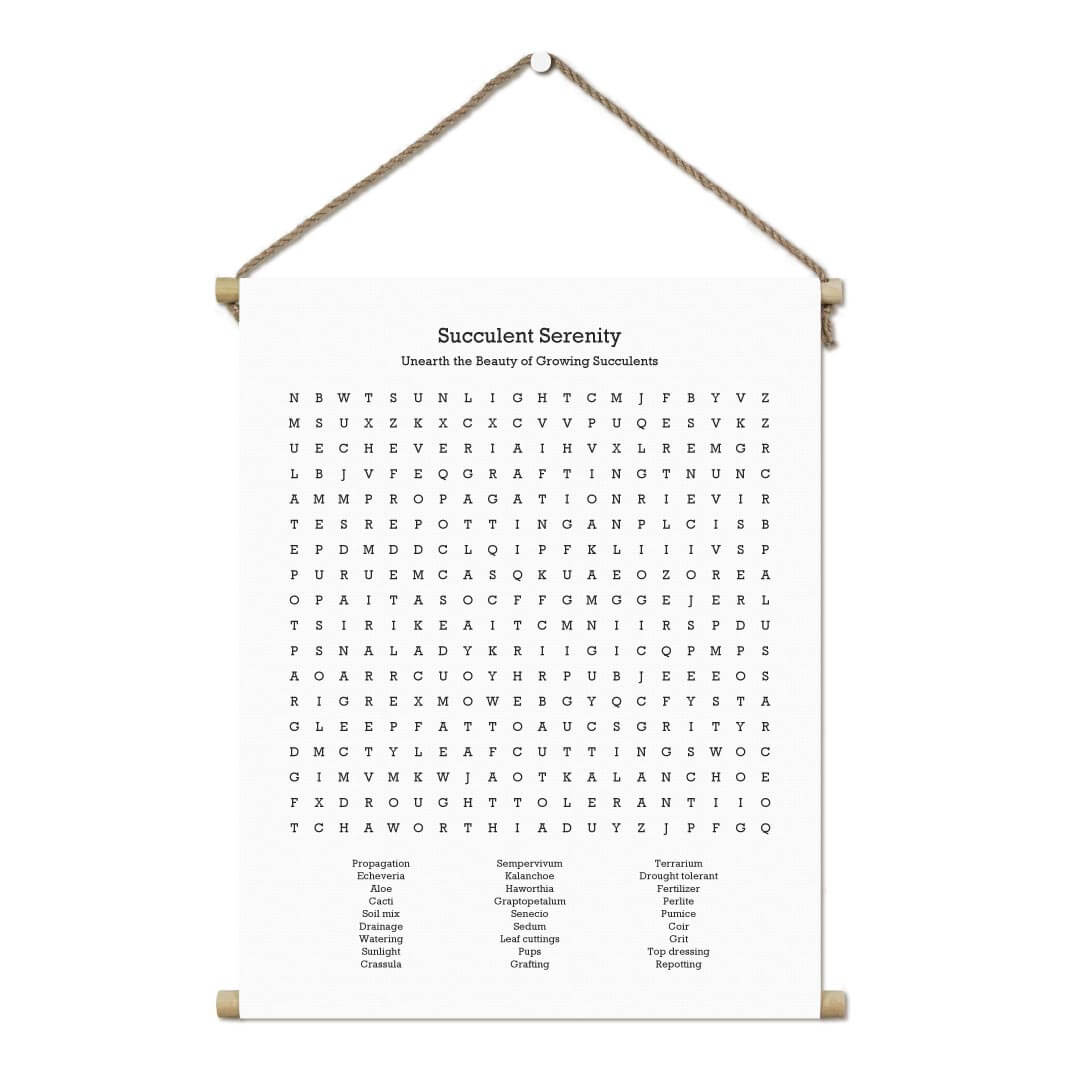 Custom Succulent Word Search Art Print#color-finish_hanging-canvas