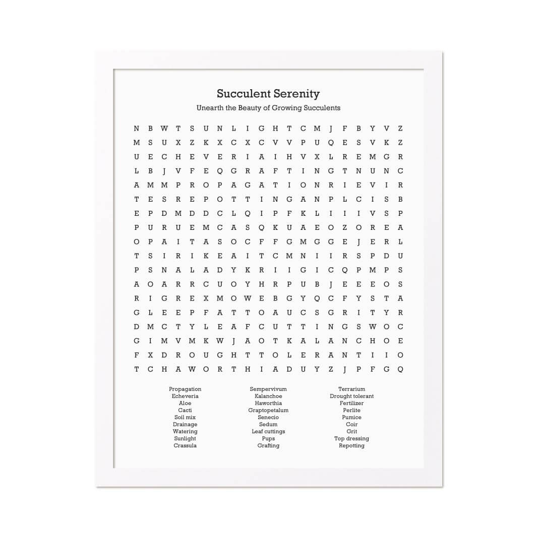 Custom Succulent Word Search Art Print#color-finish_white-thin-frame