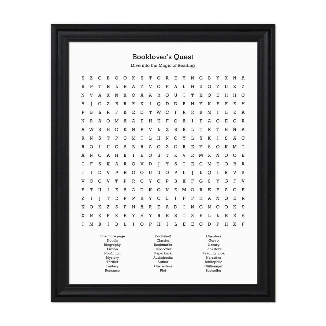 Custom Book Worm Word Search Art Print#color-finish_black-beveled-frame