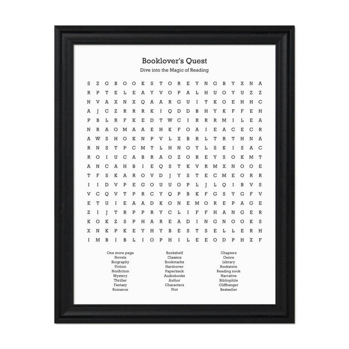 Custom Book Worm Word Search Art Print#color-finish_black-beveled-frame