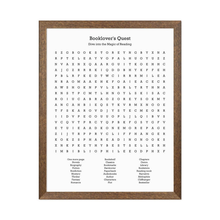 Custom Book Worm Word Search Art Print#color-finish_walnut-thin-frame